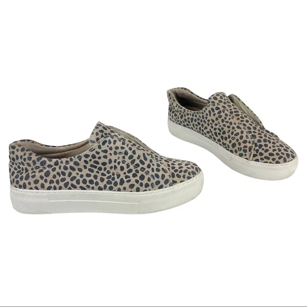 J/SLIDES Heidi Leopard Suede Slip On Platform Sneaker Sz 8 Boho